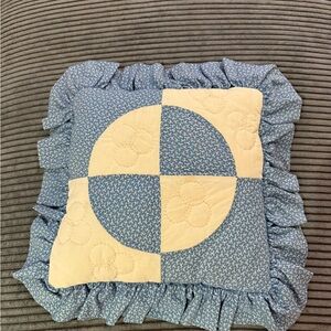 Blue and Cream Patchwork Pillow